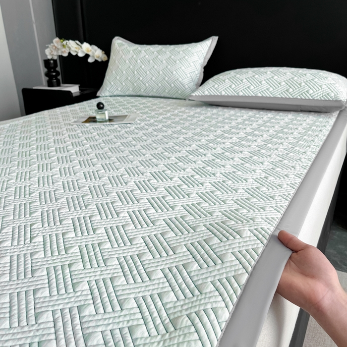 91家纺网 家纺一手货源 找家纺 欧邦 2025新款加厚PE中分子凉感豆豆软席-极简系列 床席款-极简-绿