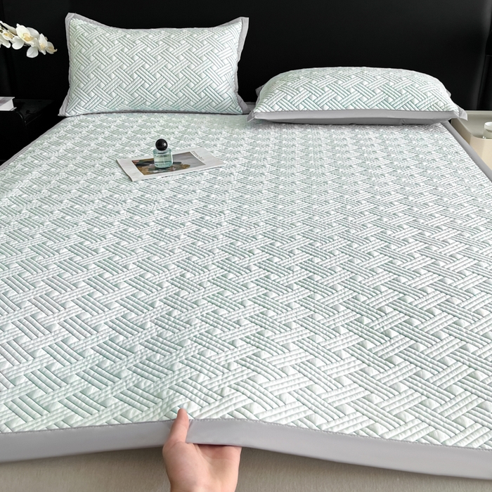 91家纺网 家纺一手货源 找家纺 欧邦 2025新款加厚PE中分子凉感豆豆软席-极简系列 床席款-极简-绿