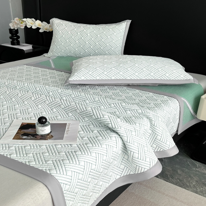 91家纺网 家纺一手货源 找家纺 欧邦 2025新款加厚PE中分子凉感豆豆软席-极简系列 床席款-极简-绿