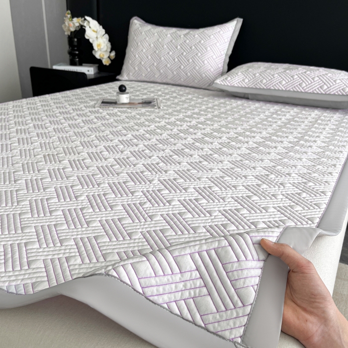 91家纺网 家纺一手货源 找家纺 欧邦 2025新款加厚PE中分子凉感豆豆软席-极简系列 床席款-极简-紫