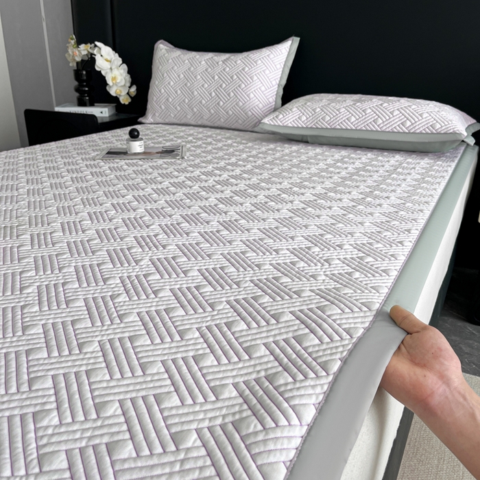 91家纺网 家纺一手货源 找家纺 欧邦 2025新款加厚PE中分子凉感豆豆软席-极简系列 床席款-极简-紫