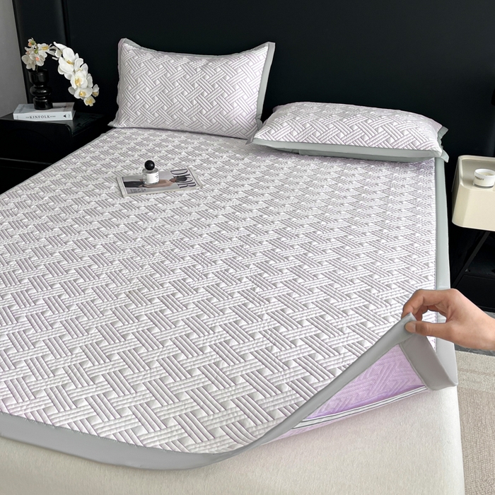 91家纺网 家纺一手货源 找家纺 欧邦 2025新款加厚PE中分子凉感豆豆软席-极简系列 床席款-极简-紫