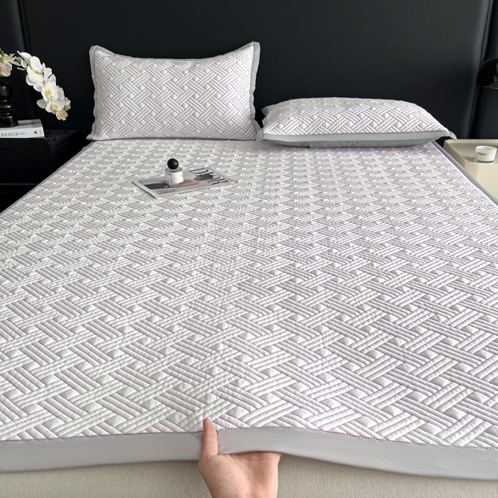 91家纺网 家纺一手货源 找家纺 欧邦 2025新款加厚PE中分子凉感豆豆软席-极简系列 床席款-极简-紫