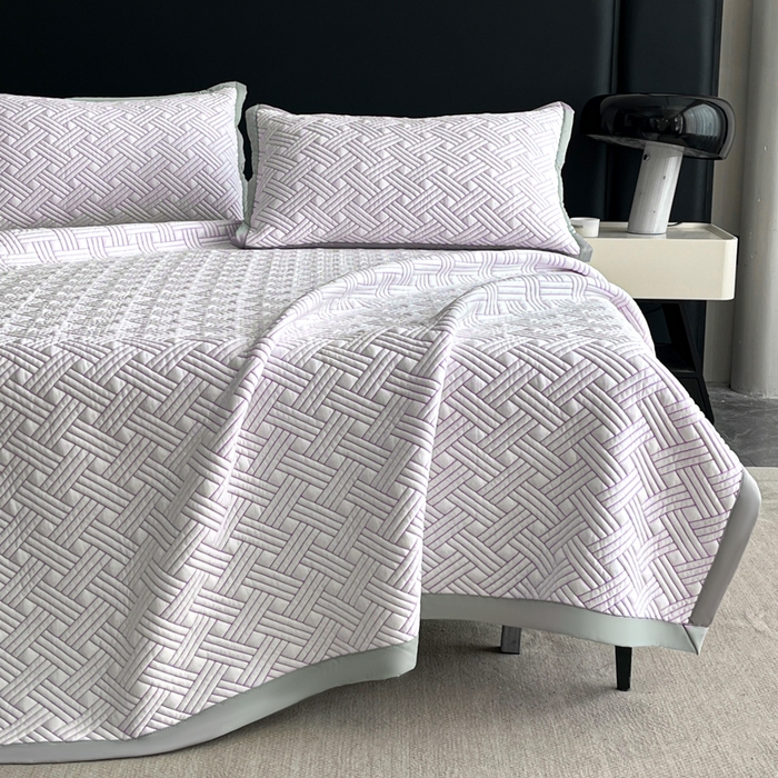 91家纺网 家纺一手货源 找家纺 欧邦 2025新款加厚PE中分子凉感豆豆软席-极简系列 床席款-极简-紫