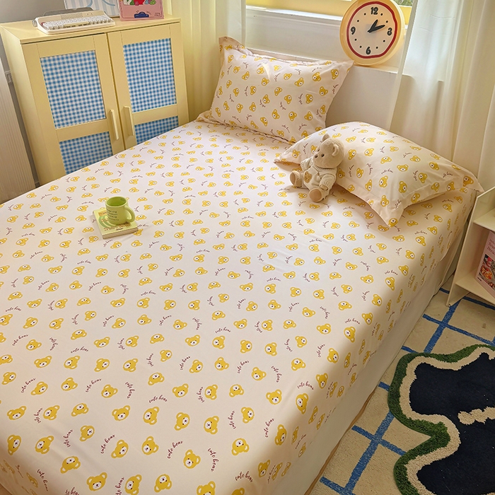 91家纺网 家纺一手货源 找家纺 （总）十一家居 2025新款小清新印花款高克重加厚升级款云朵棉水洗棉床笠