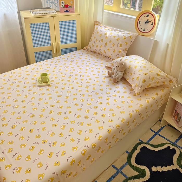 91家纺网 家纺一手货源 找家纺 （总）十一家居 2025新款小清新印花款高克重加厚升级款云朵棉水洗棉床笠