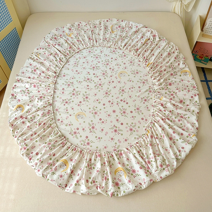 91家纺网 家纺一手货源 找家纺 十一家居 2025新款小清新印花款高克重加厚升级款云朵棉水洗棉床笠 花林小兔