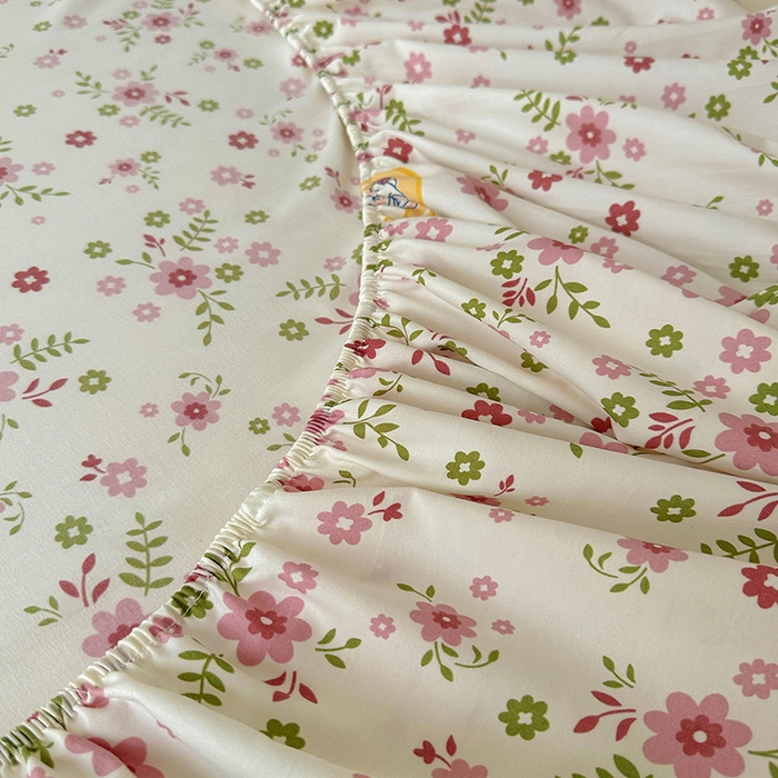 91家纺网 家纺一手货源 找家纺 十一家居 2025新款小清新印花款高克重加厚升级款云朵棉水洗棉床笠 花林小兔