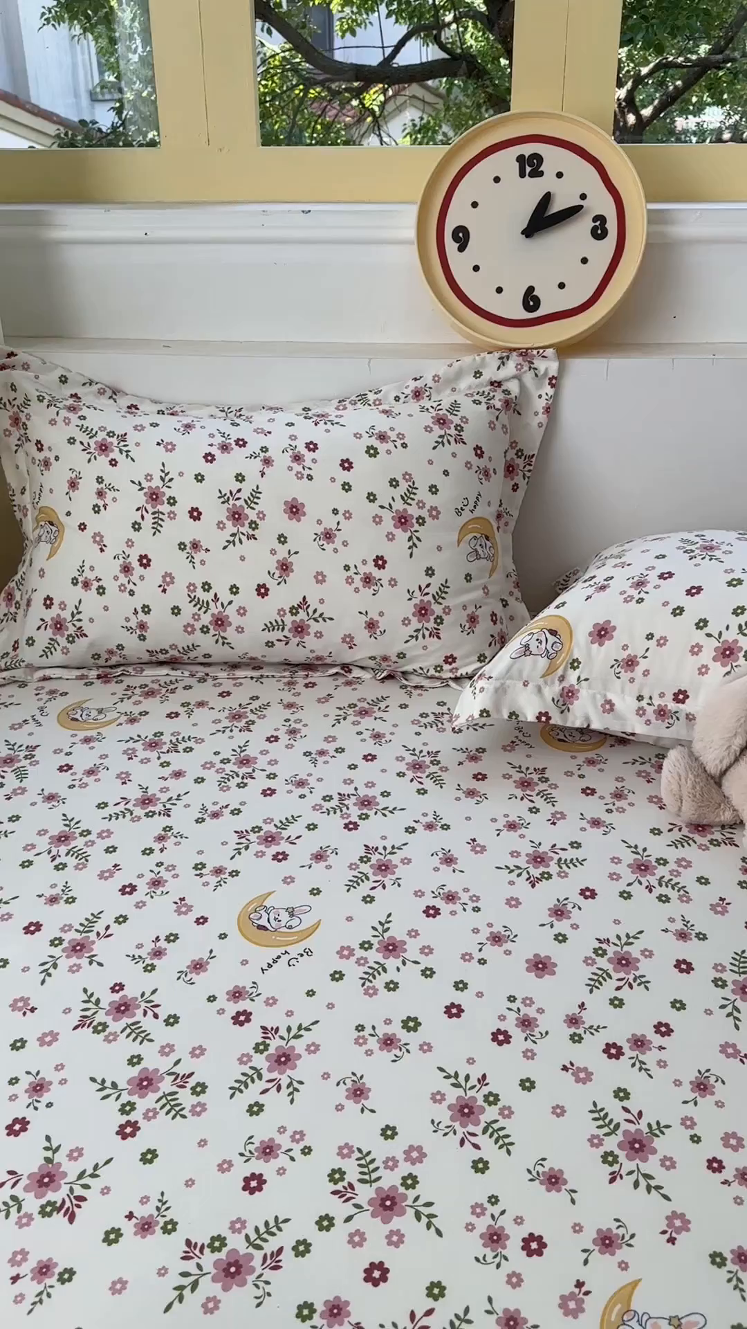 91家纺网 家纺一手货源 找家纺 十一家居 2025新款小清新印花款高克重加厚升级款云朵棉水洗棉床笠 花林小兔