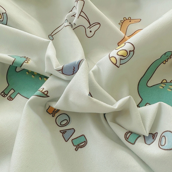 91家纺网 家纺一手货源 找家纺 十一家居 2025新款小清新印花款高克重加厚升级款云朵棉水洗棉床笠 恐龙乐园