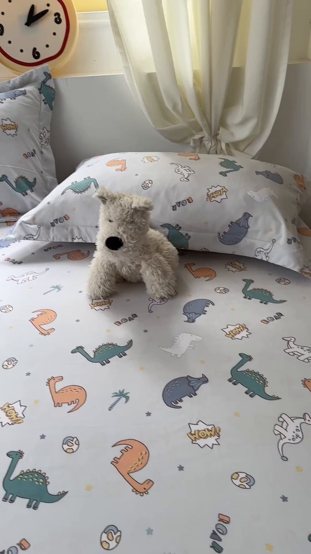 91家纺网 家纺一手货源 找家纺 十一家居 2025新款小清新印花款高克重加厚升级款云朵棉水洗棉床笠 恐龙乐园