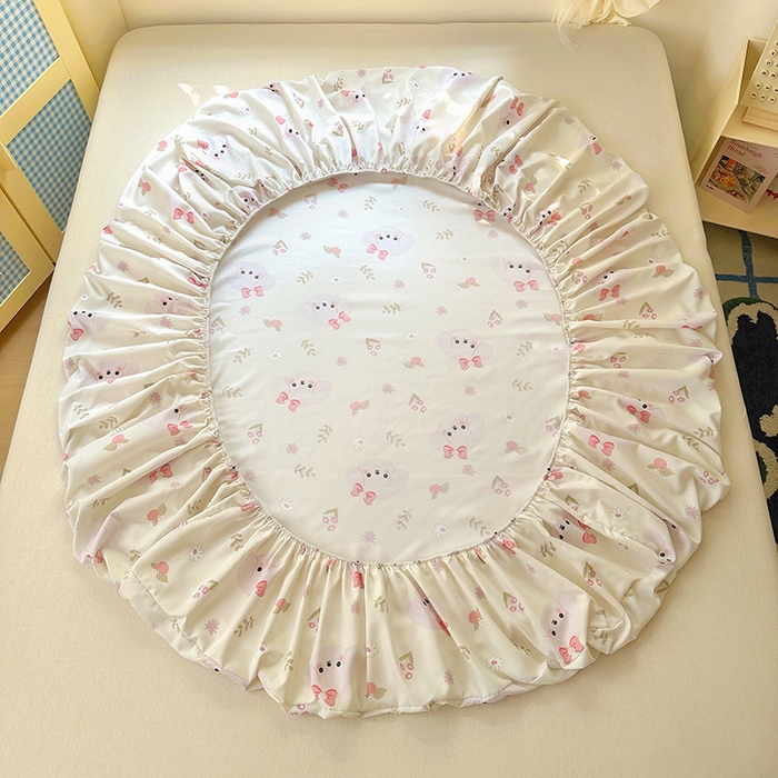 91家纺网 家纺一手货源 找家纺 十一家居 2025新款小清新印花款高克重加厚升级款云朵棉水洗棉床笠 萌趣小狗