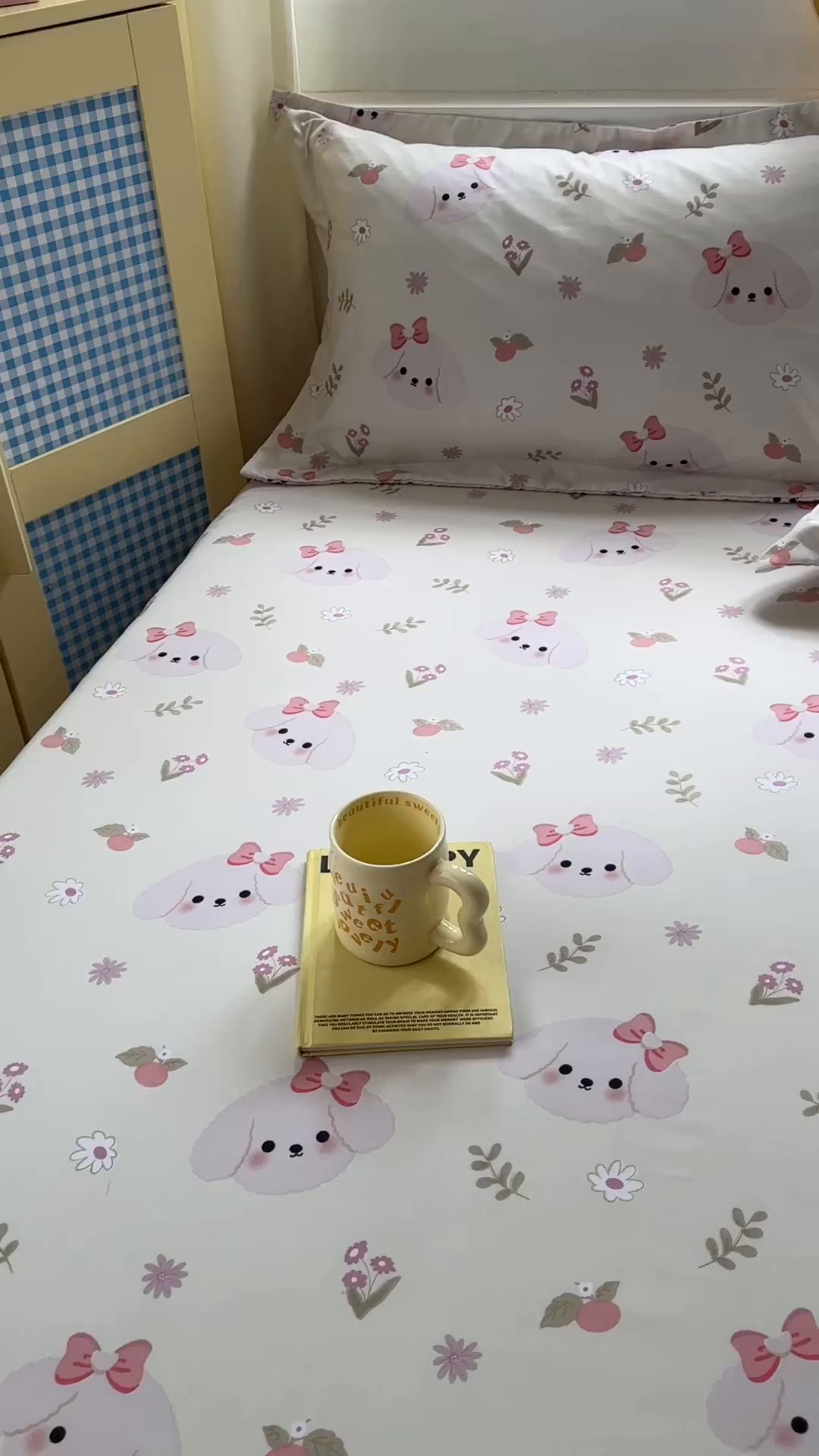 91家纺网 家纺一手货源 找家纺 十一家居 2025新款小清新印花款高克重加厚升级款云朵棉水洗棉床笠 萌趣小狗