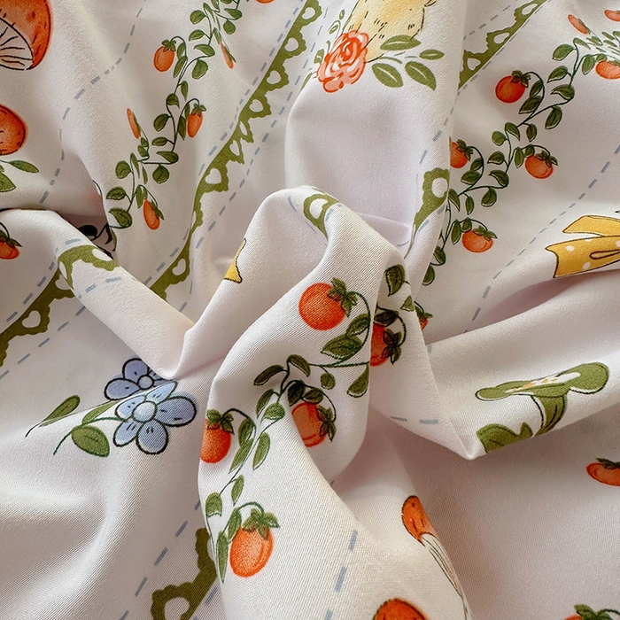 91家纺网 家纺一手货源 找家纺 十一家居 2025新款小清新印花款高克重加厚升级款云朵棉水洗棉床笠 兔兔庄园