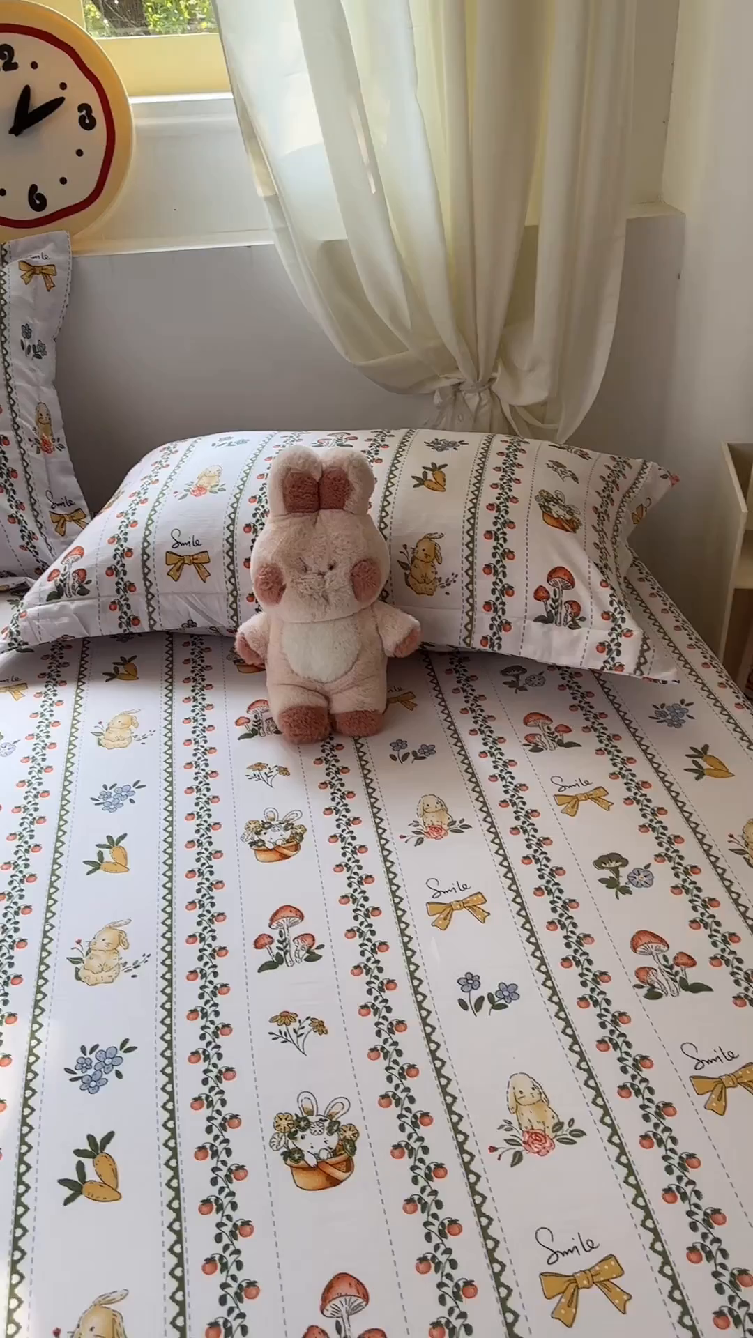 91家纺网 家纺一手货源 找家纺 十一家居 2025新款小清新印花款高克重加厚升级款云朵棉水洗棉床笠 兔兔庄园