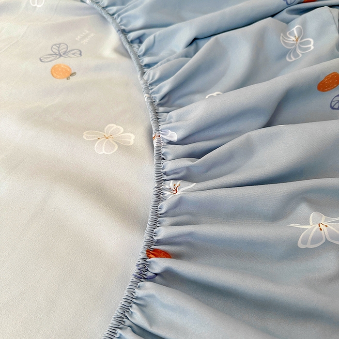 91家纺网 家纺一手货源 找家纺 十一家居 2025新款小清新印花款高克重加厚升级款云朵棉水洗棉床笠 幸运四叶草