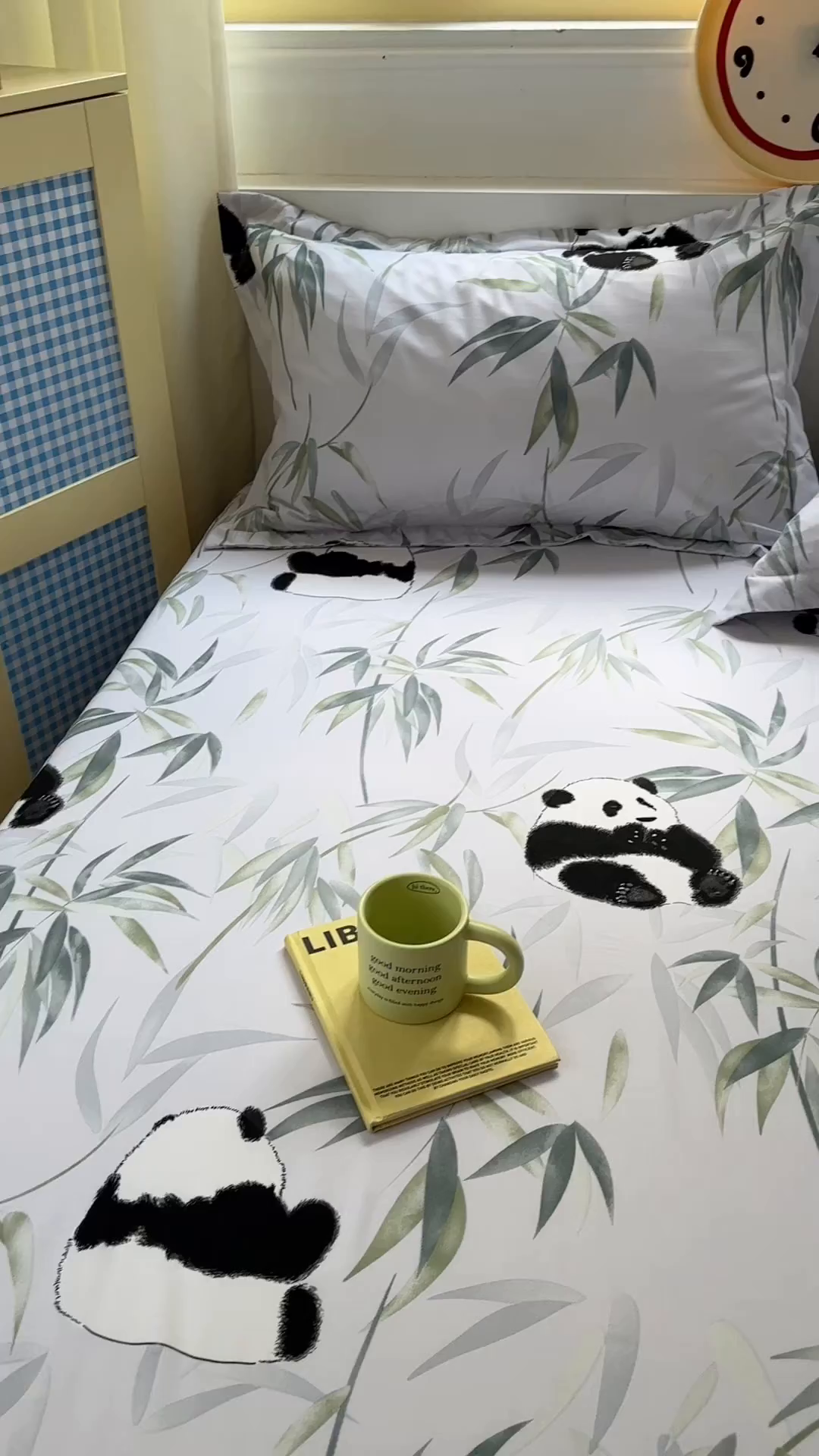 91家纺网 家纺一手货源 找家纺 十一家居 2025新款小清新印花款高克重加厚升级款云朵棉水洗棉床笠 熊猫宝贝