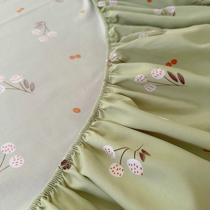 91家纺网 家纺一手货源 找家纺 十一家居 2025新款小清新印花款高克重加厚升级款云朵棉水洗棉床笠 樱花四溢