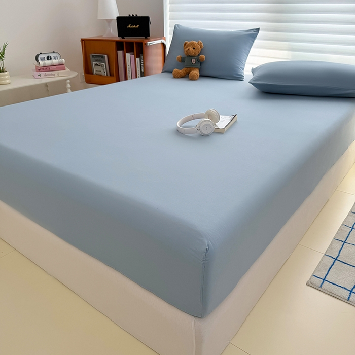 91家纺网 家纺一手货源 找家纺 （总）十一家居 2025新款ins纯色系列亲肤水洗棉床笠