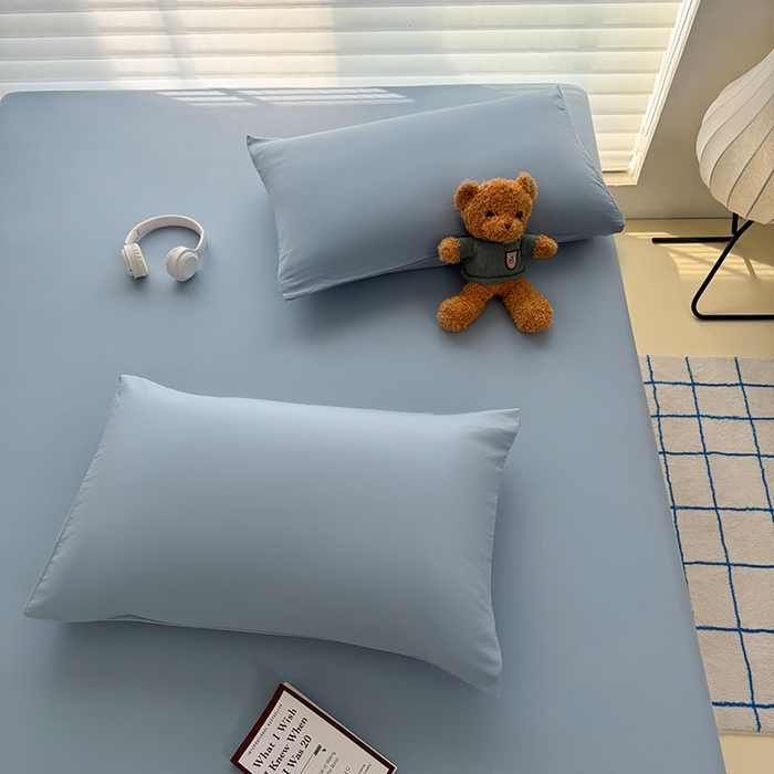 91家纺网 家纺一手货源 找家纺 （总）十一家居 2025新款ins纯色系列亲肤水洗棉床笠