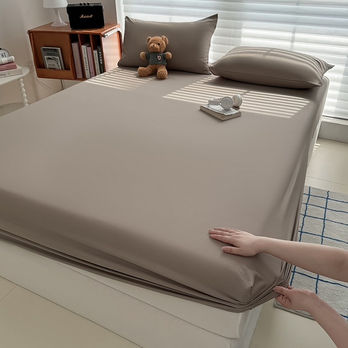 91家纺网 家纺一手货源 找家纺 （总）十一家居 2025新款ins纯色系列亲肤水洗棉床笠