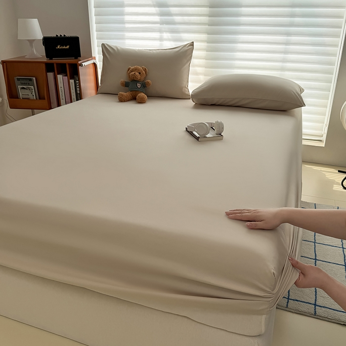 91家纺网 家纺一手货源 找家纺 （总）十一家居 2025新款ins纯色系列亲肤水洗棉床笠