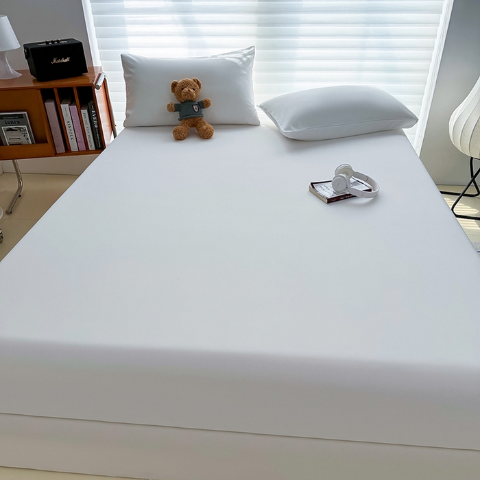 91家纺网 家纺一手货源 找家纺 十一家居 2025新款ins纯色系列亲肤水洗棉床笠 本白