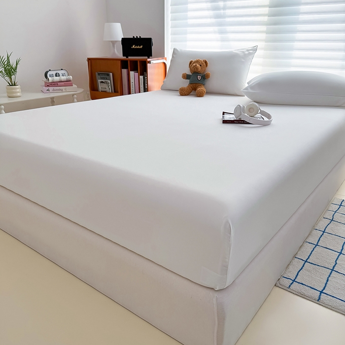 91家纺网 家纺一手货源 找家纺 十一家居 2025新款ins纯色系列亲肤水洗棉床笠 本白