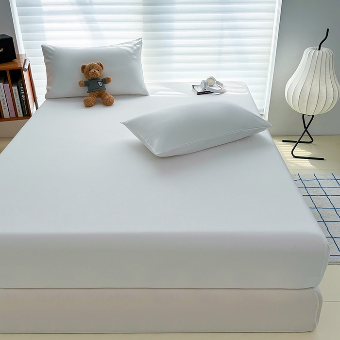 91家纺网 家纺一手货源 找家纺 十一家居 2025新款ins纯色系列亲肤水洗棉床笠 本白