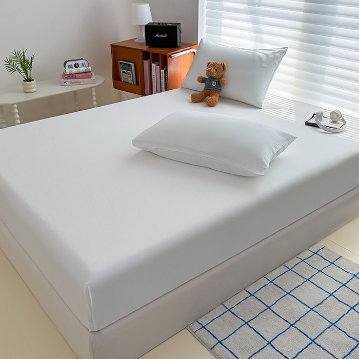 91家纺网 家纺一手货源 找家纺 十一家居 2025新款ins纯色系列亲肤水洗棉床笠 本白