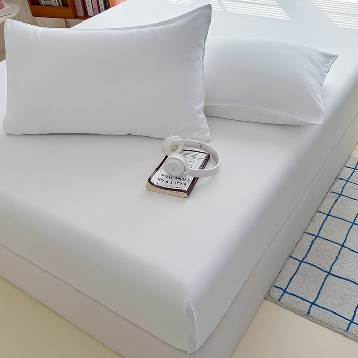 91家纺网 家纺一手货源 找家纺 十一家居 2025新款ins纯色系列亲肤水洗棉床笠 本白