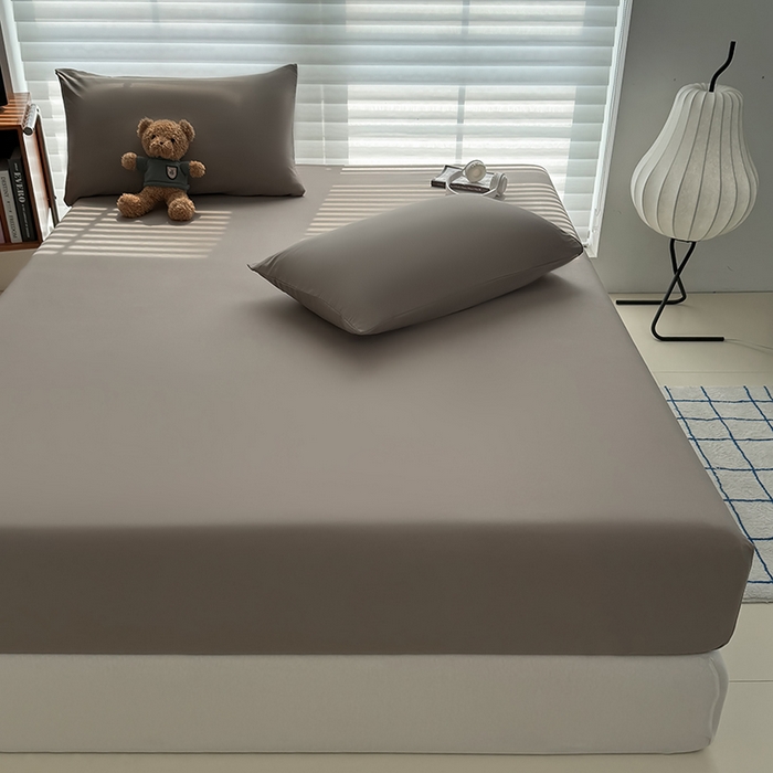 91家纺网 家纺一手货源 找家纺 十一家居 2025新款ins纯色系列亲肤水洗棉床笠 茶咖