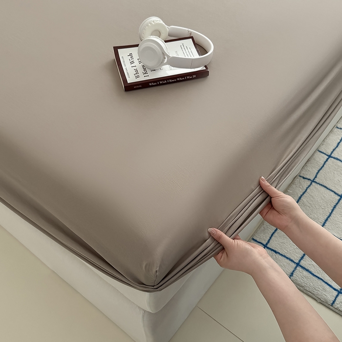 91家纺网 家纺一手货源 找家纺 十一家居 2025新款ins纯色系列亲肤水洗棉床笠 茶咖