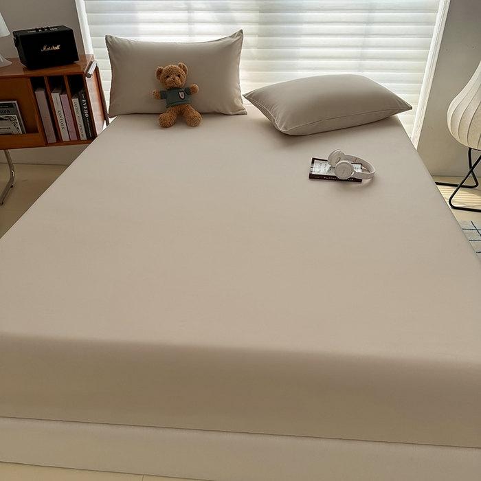 91家纺网 家纺一手货源 找家纺 十一家居 2025新款ins纯色系列亲肤水洗棉床笠 卡其