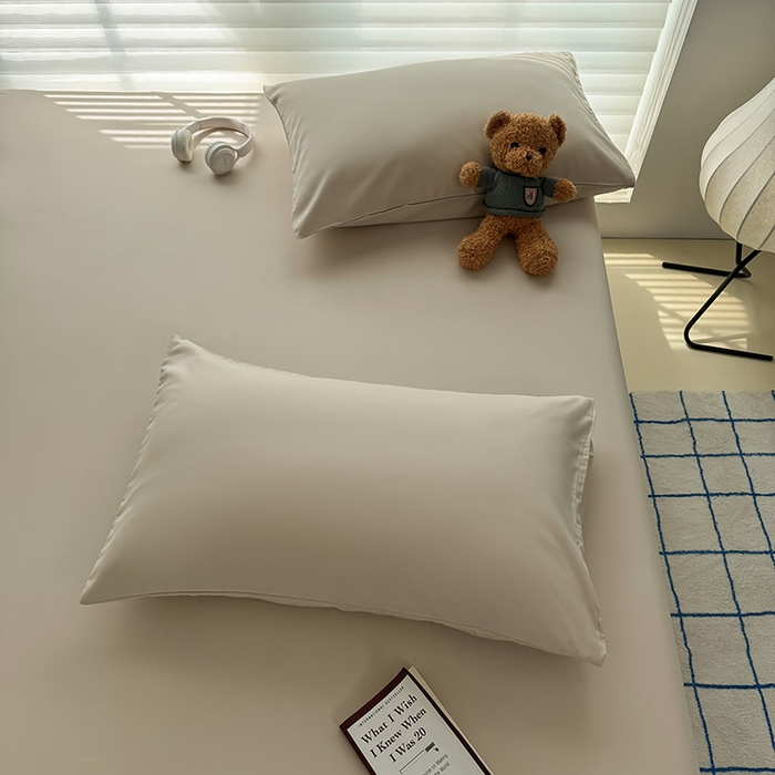 91家纺网 家纺一手货源 找家纺 十一家居 2025新款ins纯色系列亲肤水洗棉床笠 卡其