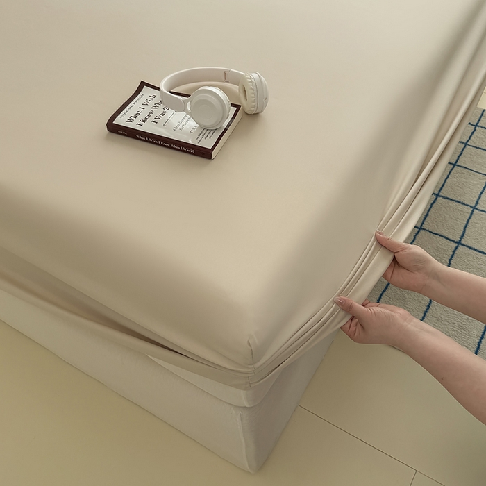 91家纺网 家纺一手货源 找家纺 十一家居 2025新款ins纯色系列亲肤水洗棉床笠 卡其