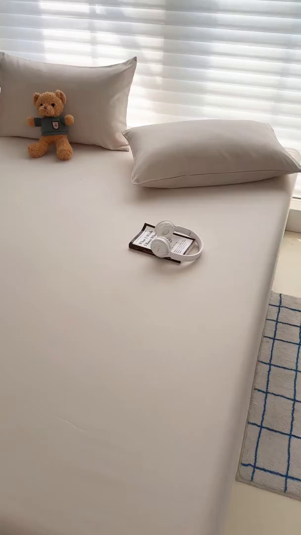 91家纺网 家纺一手货源 找家纺 十一家居 2025新款ins纯色系列亲肤水洗棉床笠 卡其