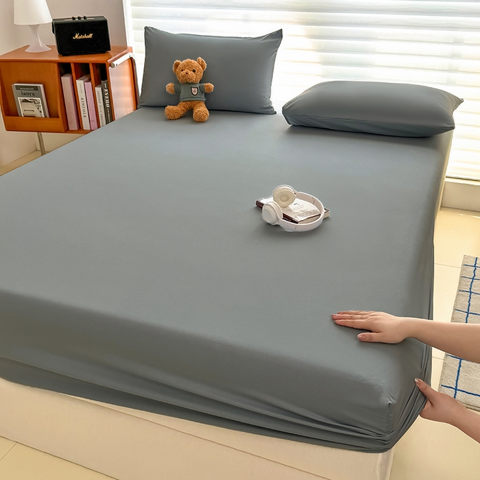 十一家居 2025新款ins纯色系列亲肤水洗棉床笠 暖灰