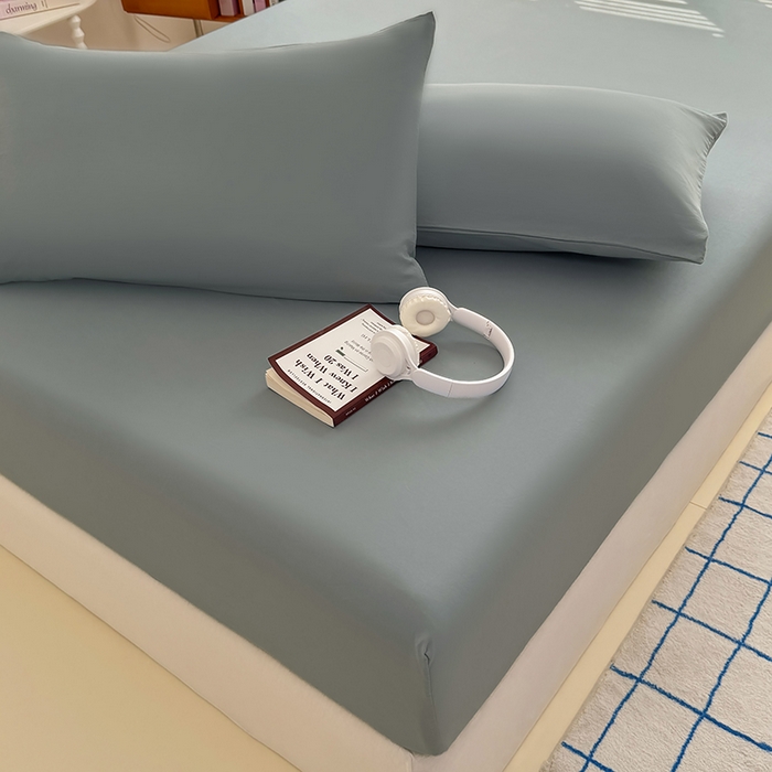 91家纺网 家纺一手货源 找家纺 十一家居 2025新款ins纯色系列亲肤水洗棉床笠 暖灰