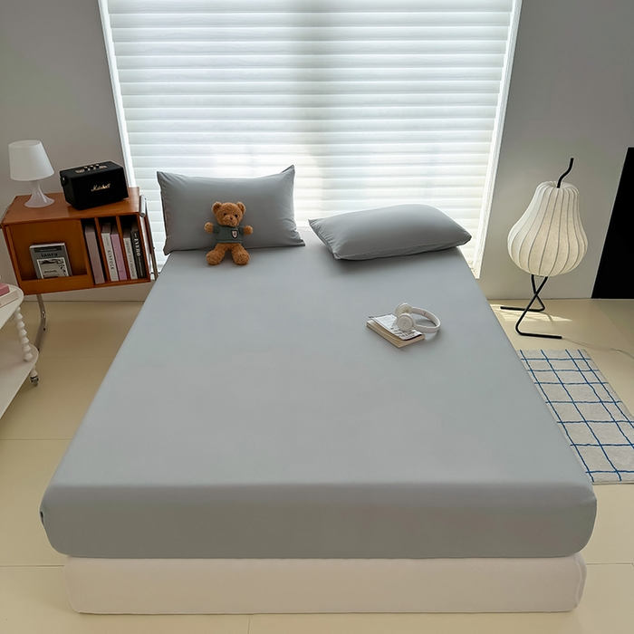 91家纺网 家纺一手货源 找家纺 十一家居 2025新款ins纯色系列亲肤水洗棉床笠 烟灰