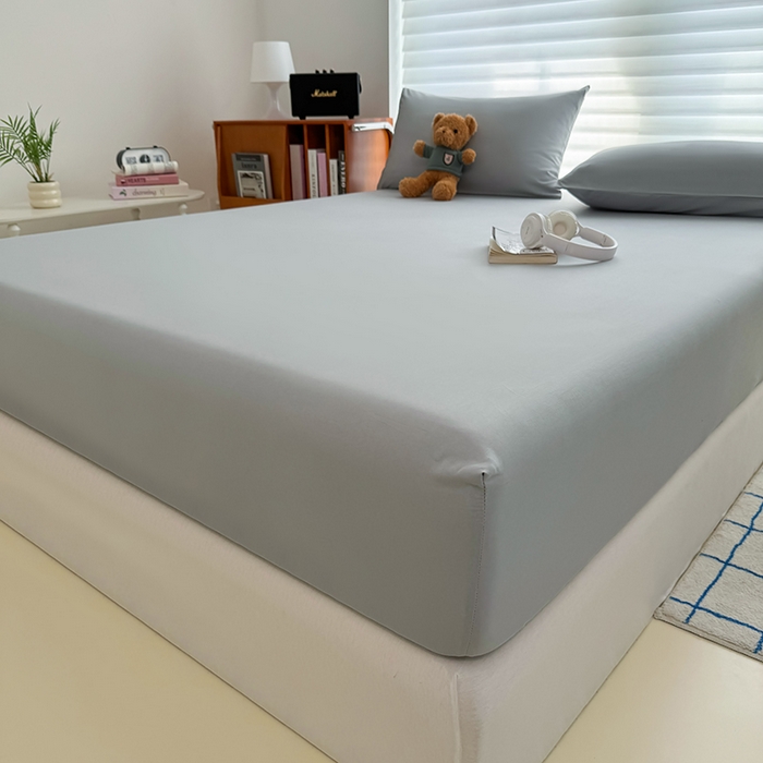 91家纺网 家纺一手货源 找家纺 十一家居 2025新款ins纯色系列亲肤水洗棉床笠 烟灰