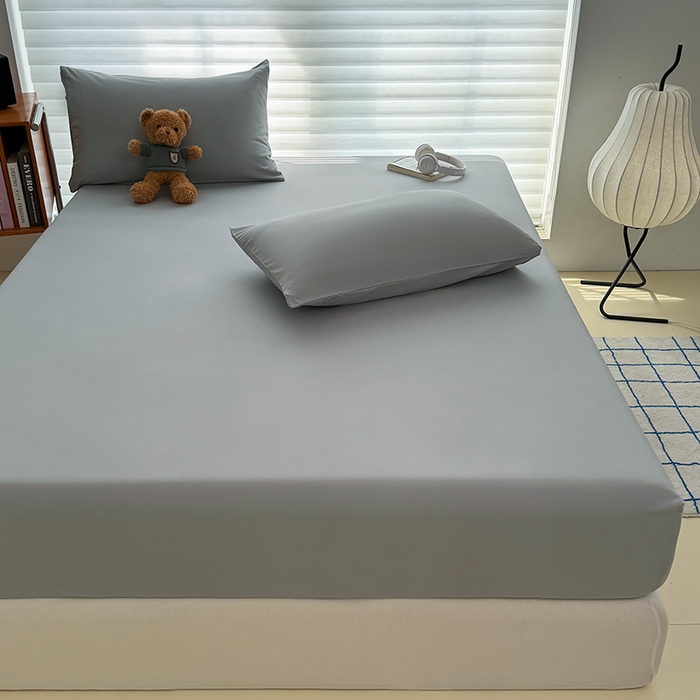 91家纺网 家纺一手货源 找家纺 十一家居 2025新款ins纯色系列亲肤水洗棉床笠 烟灰