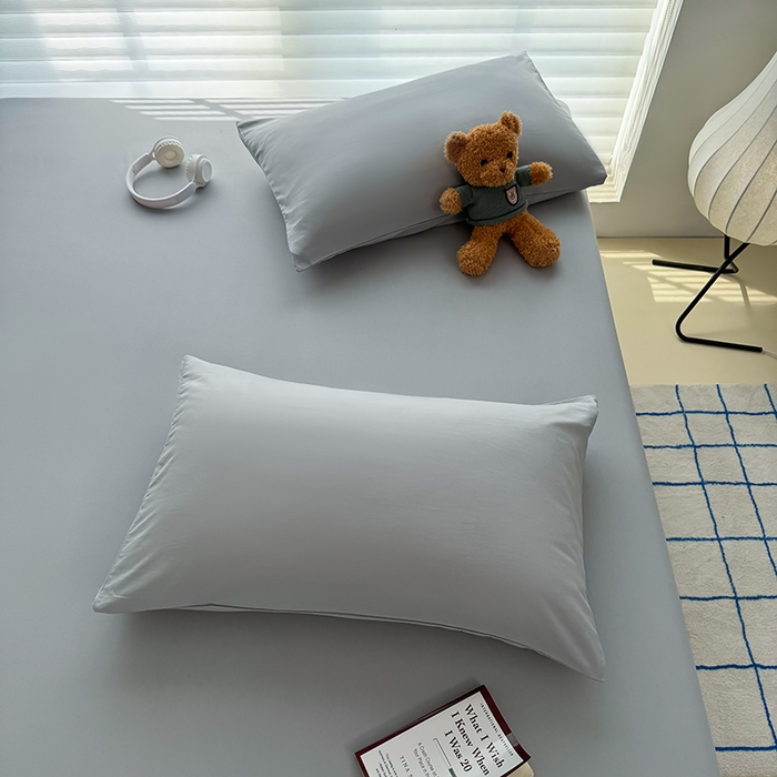 91家纺网 家纺一手货源 找家纺 十一家居 2025新款ins纯色系列亲肤水洗棉床笠 烟灰