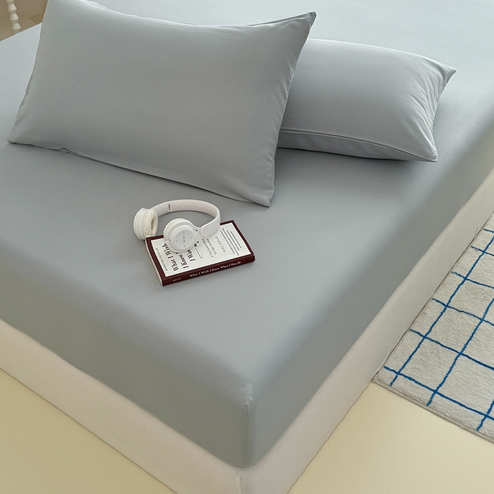 91家纺网 家纺一手货源 找家纺 十一家居 2025新款ins纯色系列亲肤水洗棉床笠 烟灰