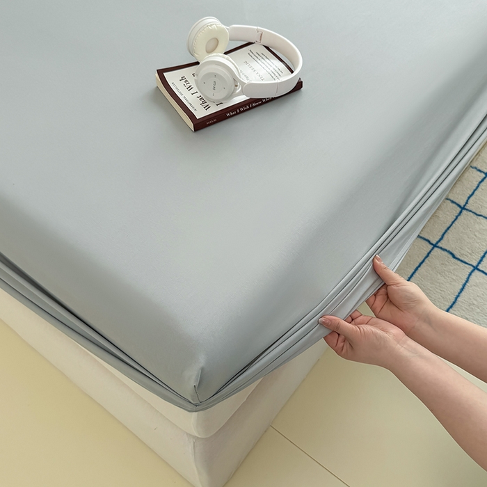 91家纺网 家纺一手货源 找家纺 十一家居 2025新款ins纯色系列亲肤水洗棉床笠 烟灰