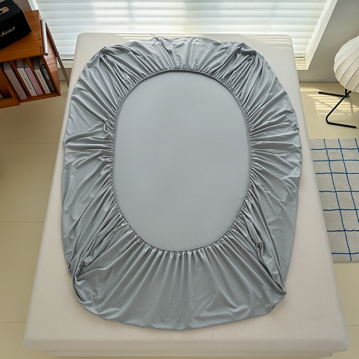 91家纺网 家纺一手货源 找家纺 十一家居 2025新款ins纯色系列亲肤水洗棉床笠 烟灰