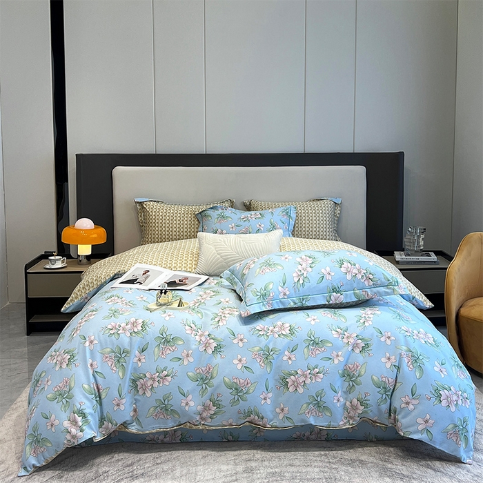 91家纺网 家纺一手货源 找家纺 曲之慕 2025直播爆款纯棉磨毛 高克重加厚全棉磨毛印花四件套 佳期如梦