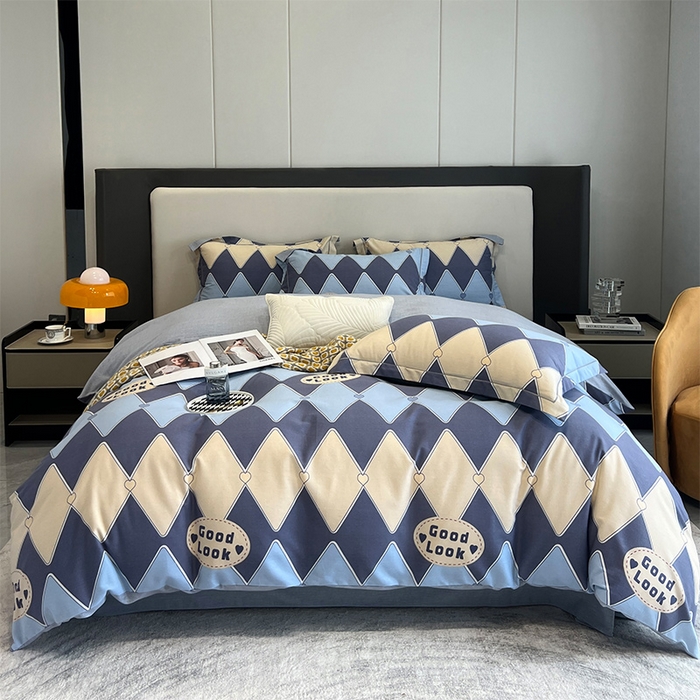 91家纺网 家纺一手货源 找家纺 曲之慕 2025直播爆款纯棉磨毛 高克重加厚全棉磨毛印花四件套 凌志