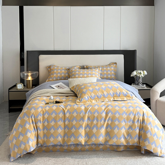 91家纺网 家纺一手货源 找家纺 曲之慕 2025直播爆款纯棉磨毛 高克重加厚全棉磨毛印花四件套 威登