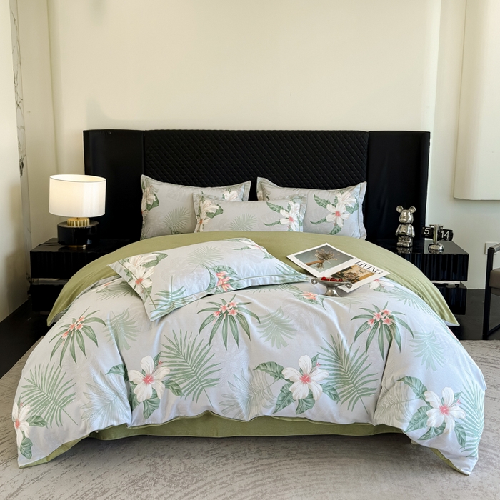 91家纺网 家纺一手货源 找家纺 曲之慕 2025直播爆款纯棉磨毛 高克重加厚全棉磨毛印花四件套 花城秘境